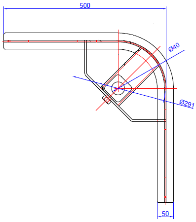 T-track bend 90º D=291mm - Görsel 2