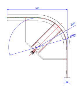 T-track bend 90º D=485mm - Görsel 2