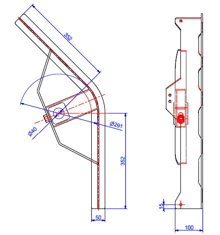 T-track bend 45º D=291mm - Görsel 2