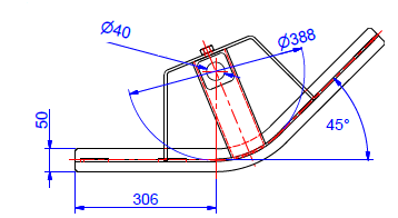 T-track bend 45º D=388mm - Görsel 2