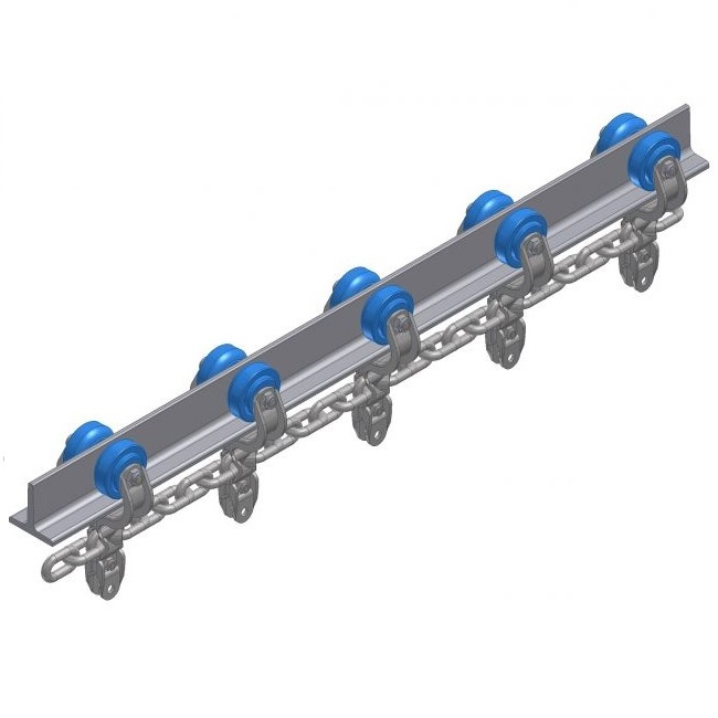 Galv. chain with S.S. trolleys